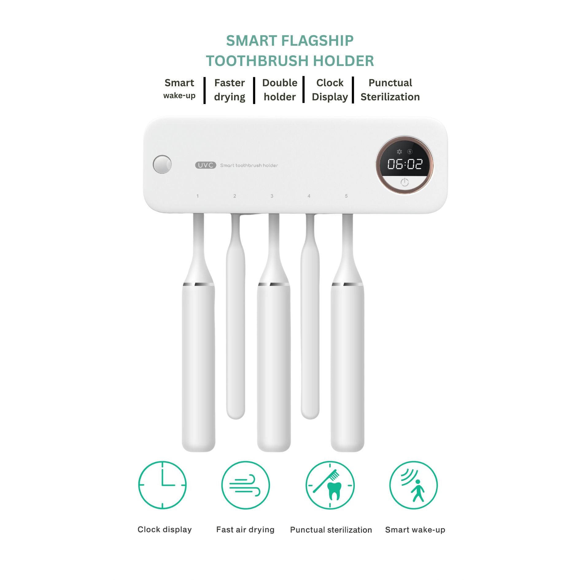 Suvaam Smart Tooth Brush UV Sterilizer Holder | Wall Mount