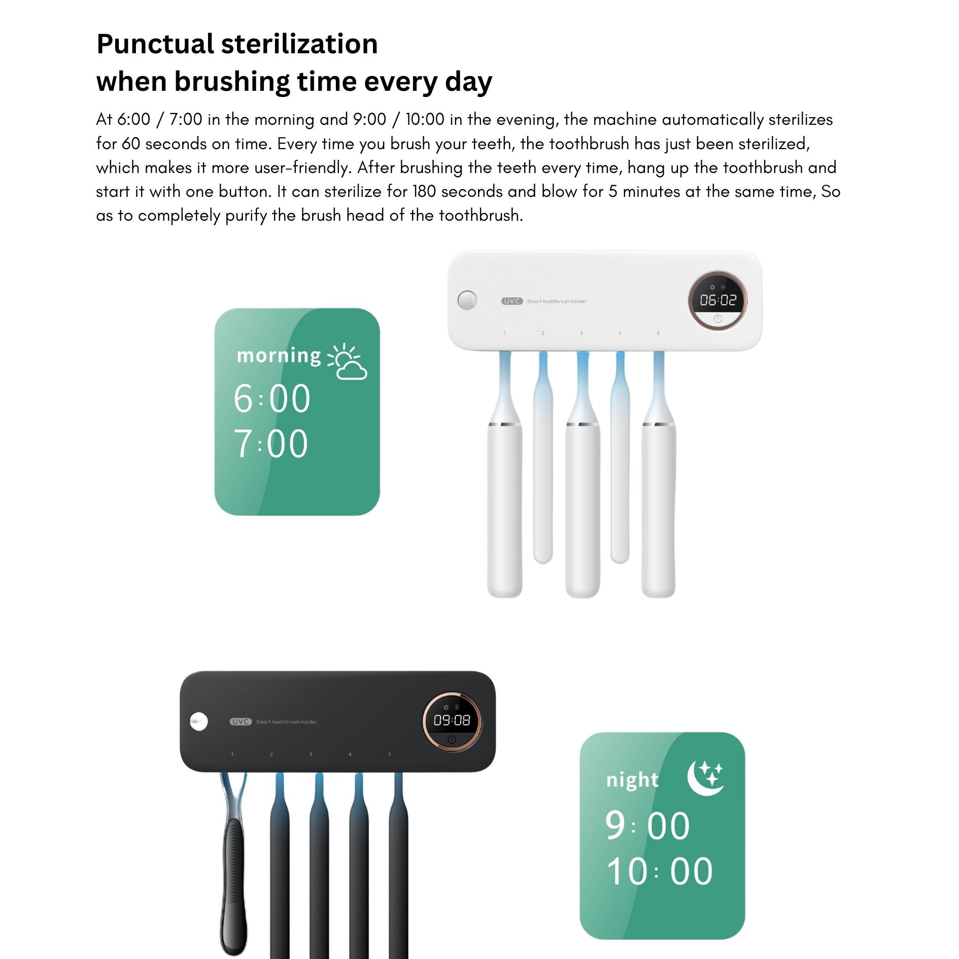 Suvaam Smart Tooth Brush UV Sterilizer Holder | Wall Mount