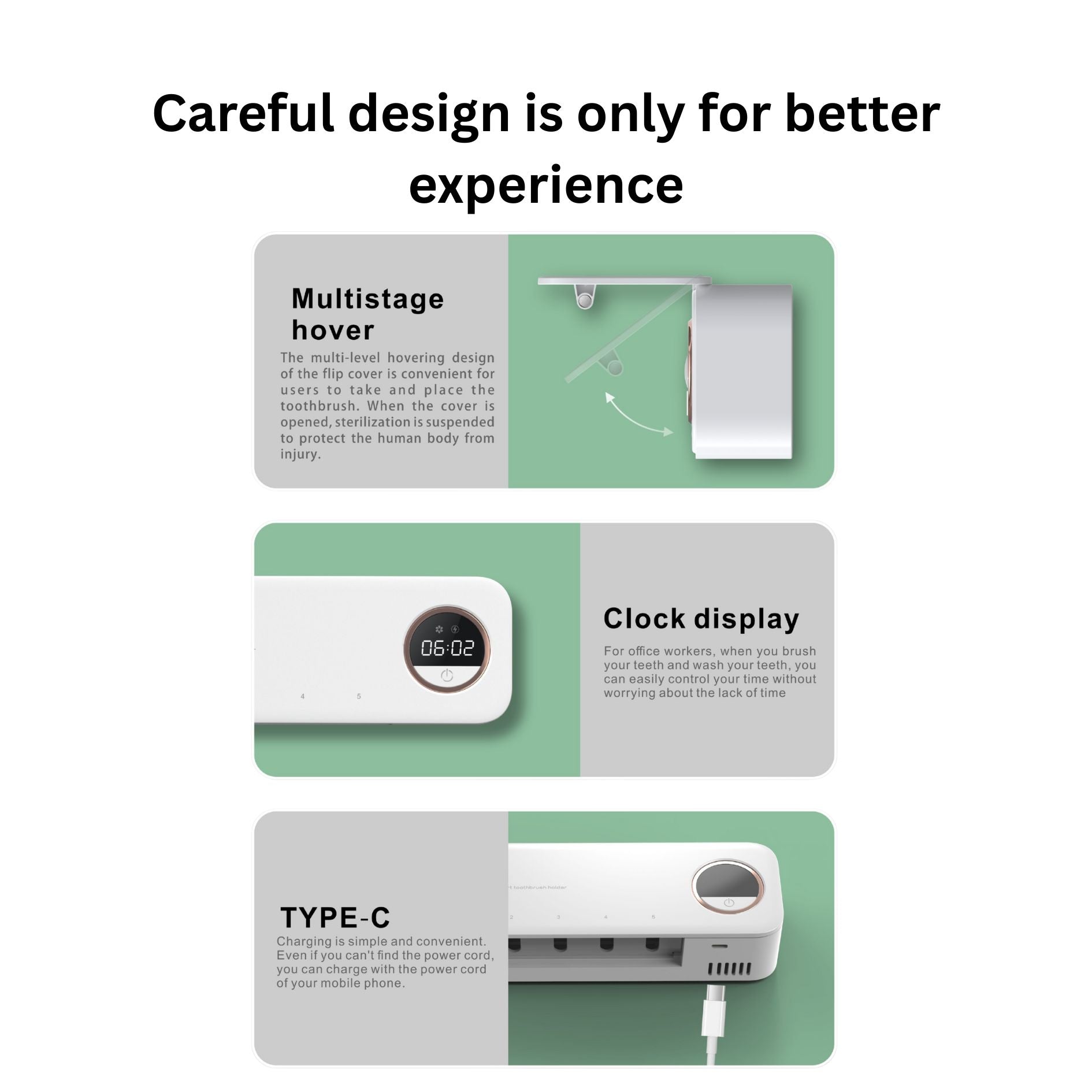 Suvaam Smart Tooth Brush UV Sterilizer Holder | Wall Mount