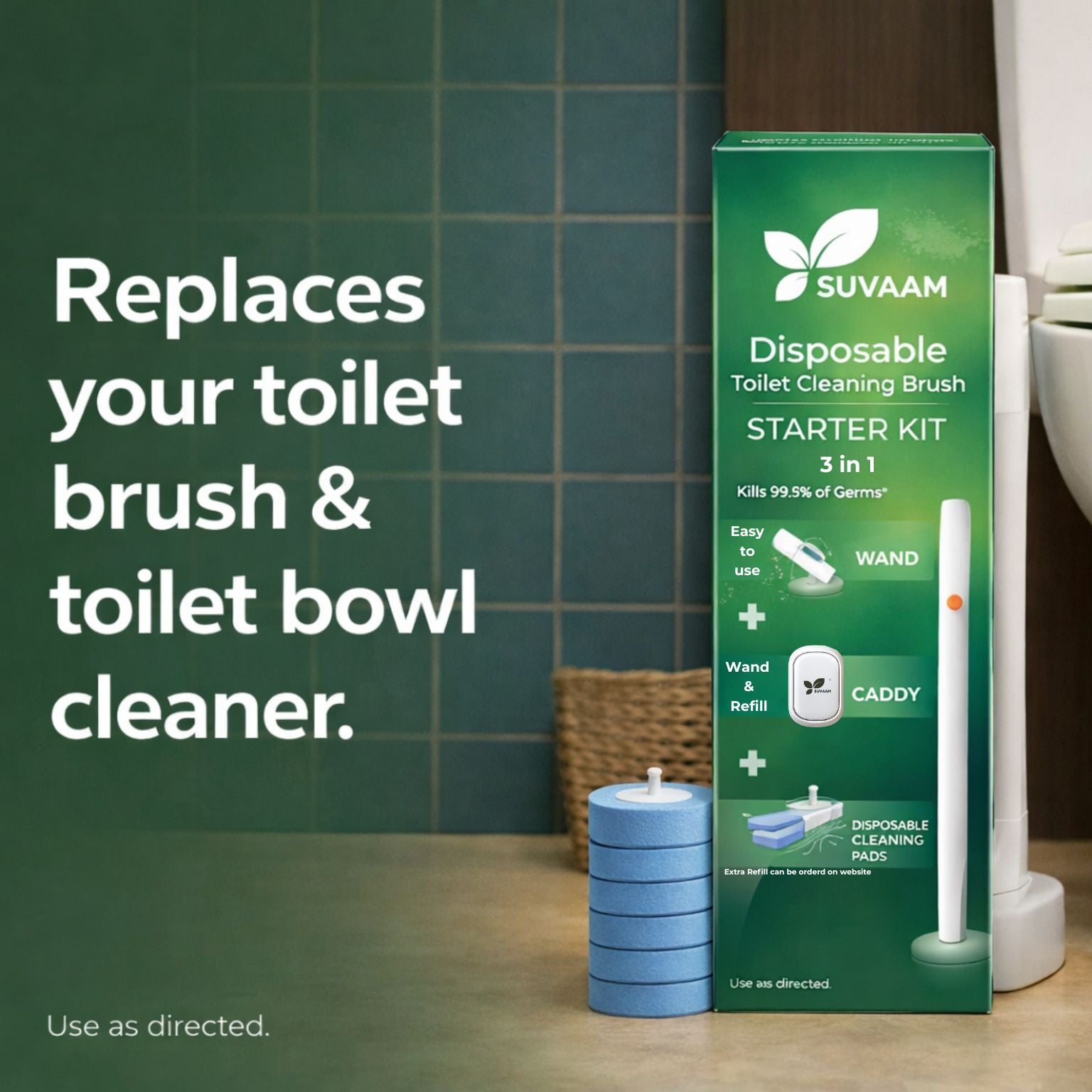 Disposable Toilet Cleaner Brush with Head Sponges