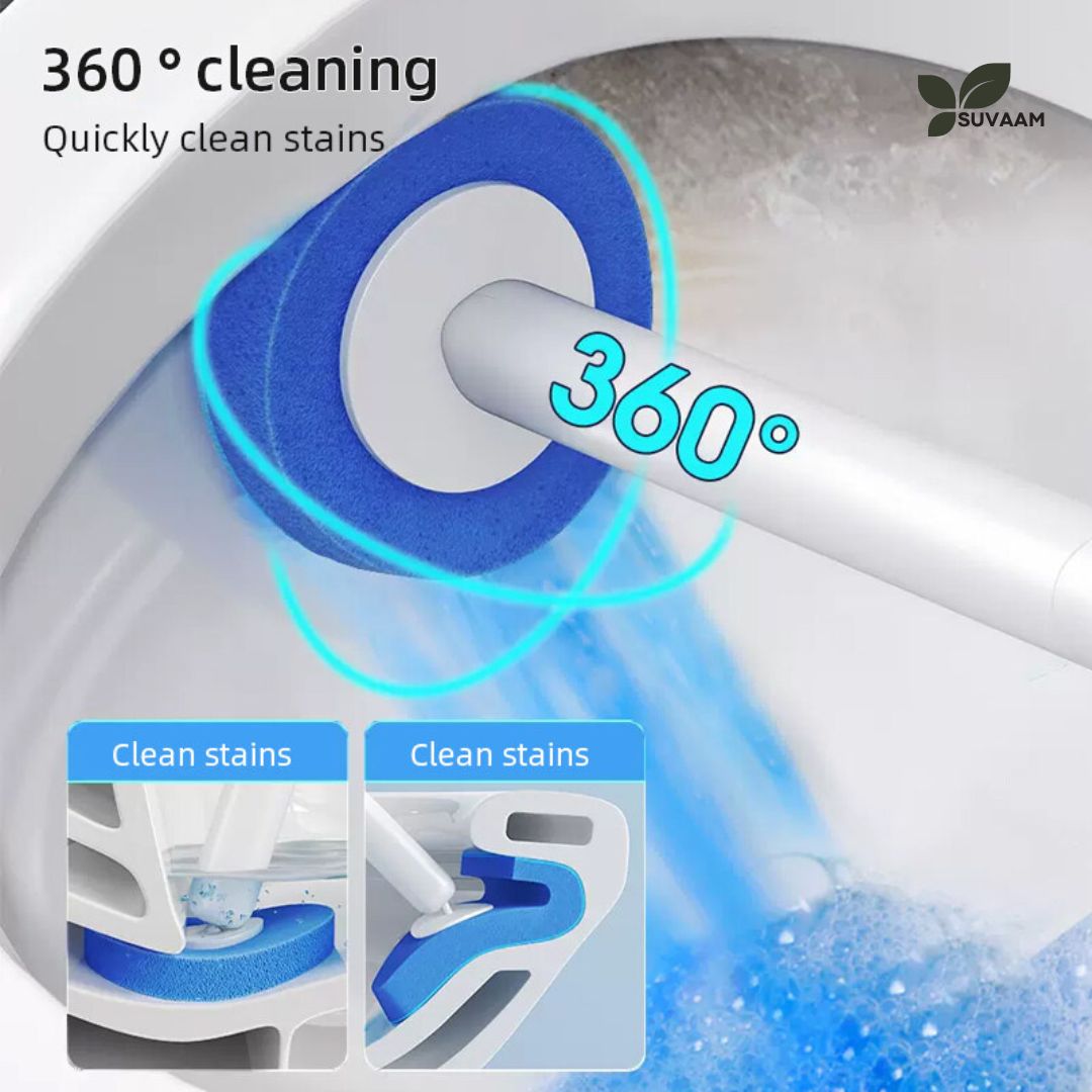 Disposable Toilet Cleaner Brush with Head Sponges