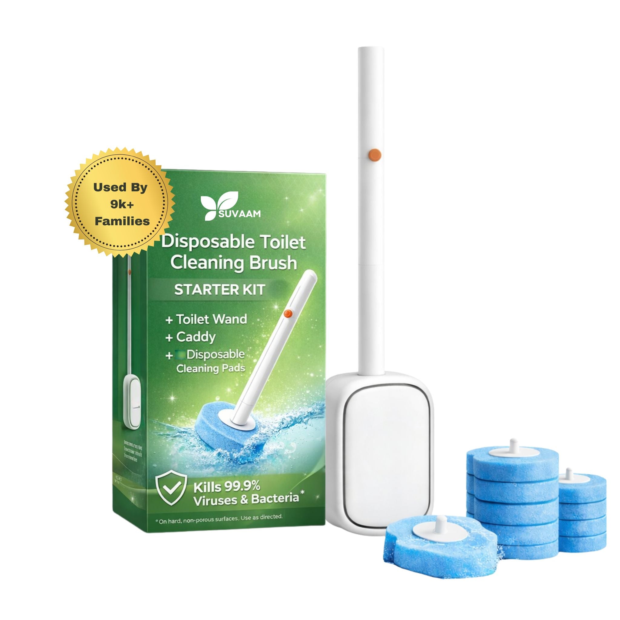 Disposable Toilet Cleaner Brush with Head Sponges