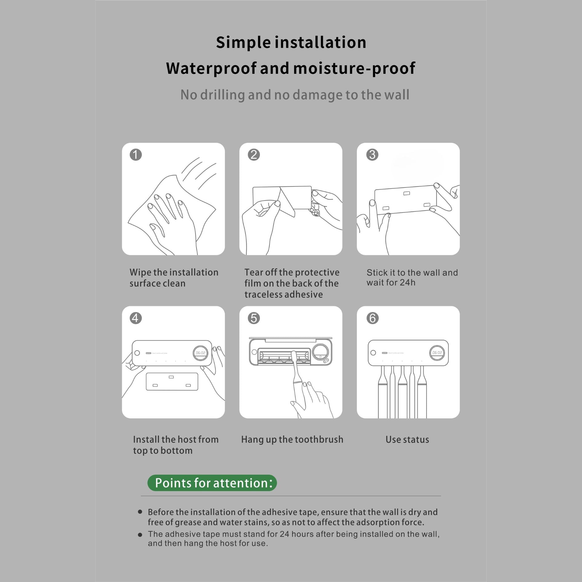 Suvaam Smart Tooth Brush UV Sterilizer Holder | Wall Mount