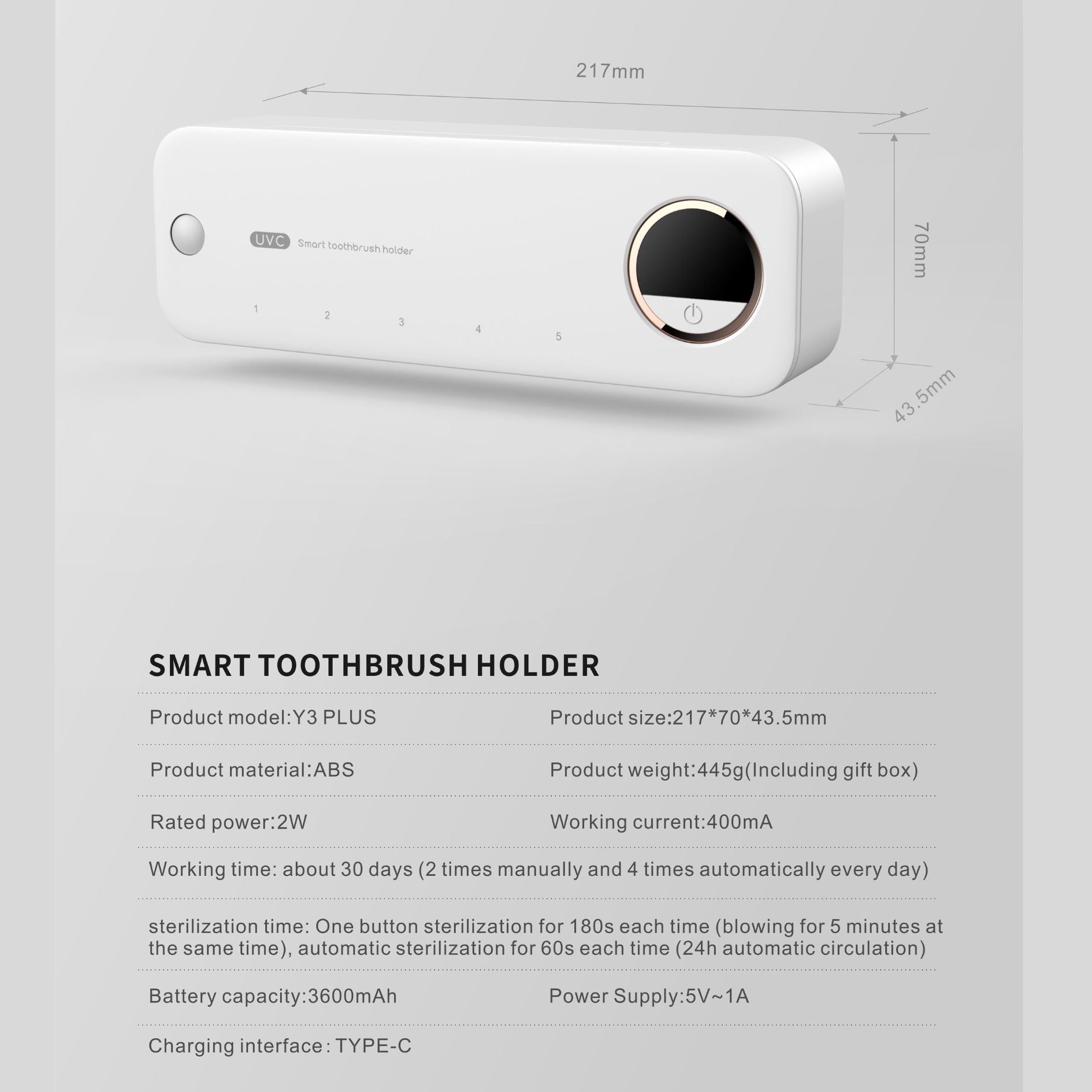 Suvaam Smart Tooth Brush UV Sterilizer Holder | Wall Mount