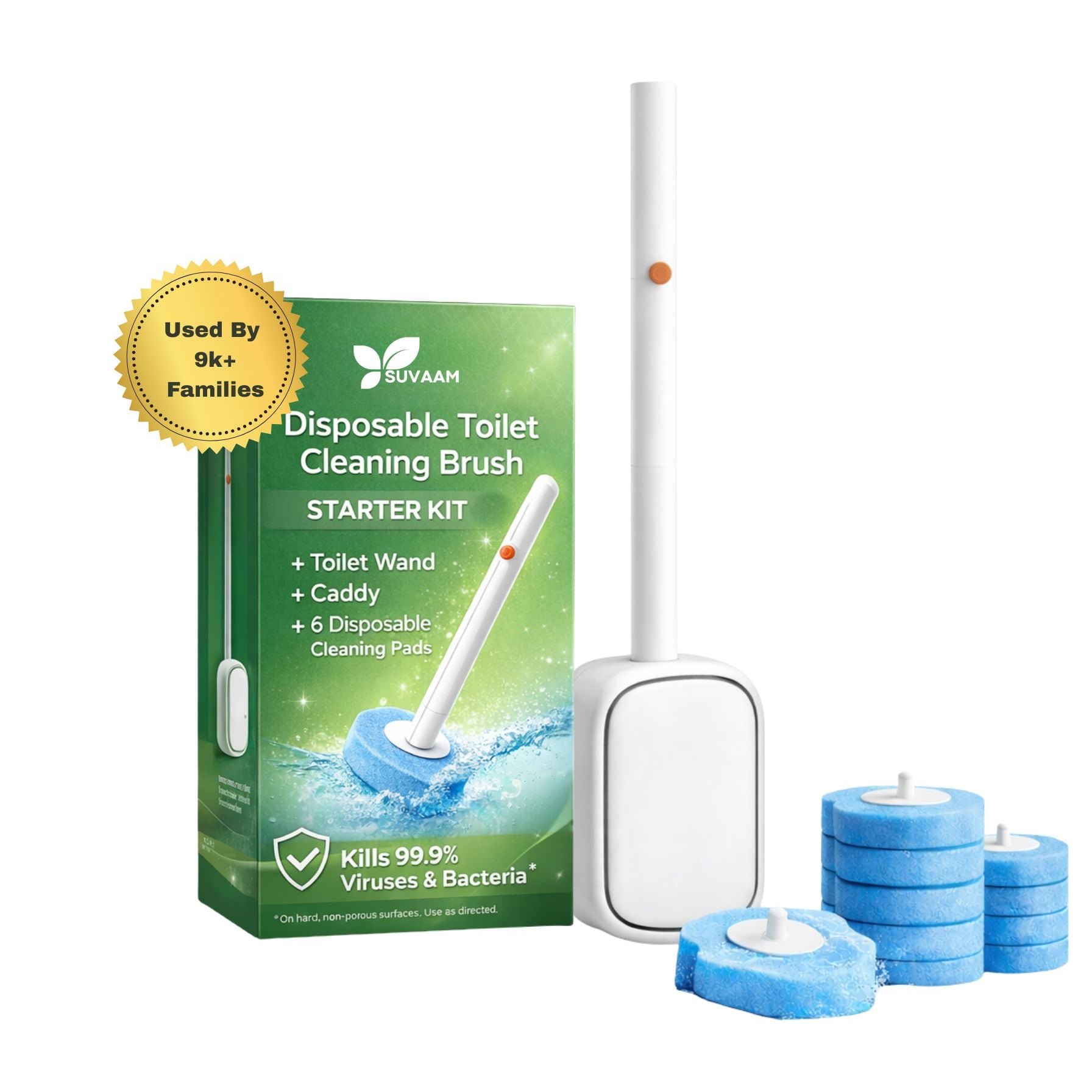 Disposable Toilet Cleaner Brush with Head Sponges