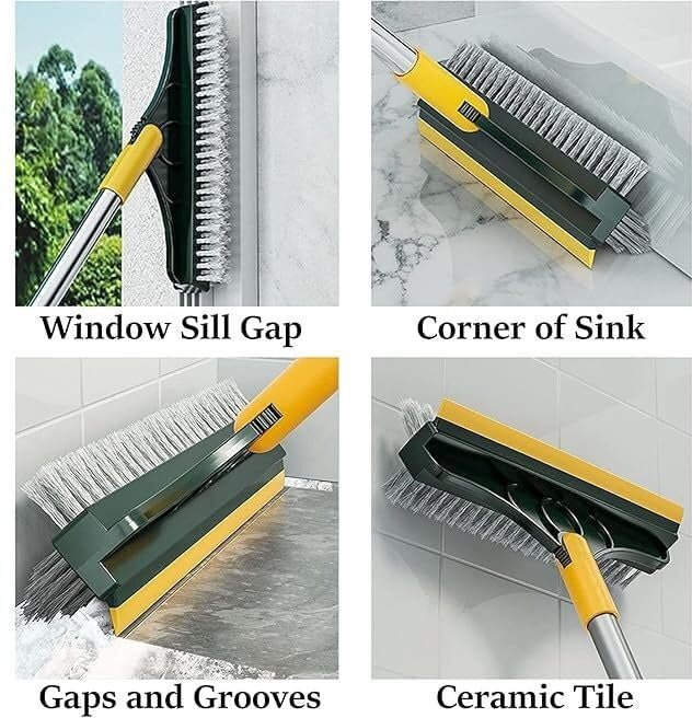 3 in 1 Long Handle Bathroom Cleaning Brush with Wiper