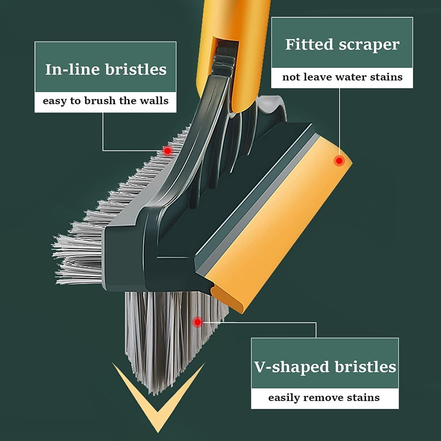 3 in 1 Long Handle Bathroom Cleaning Brush with Wiper