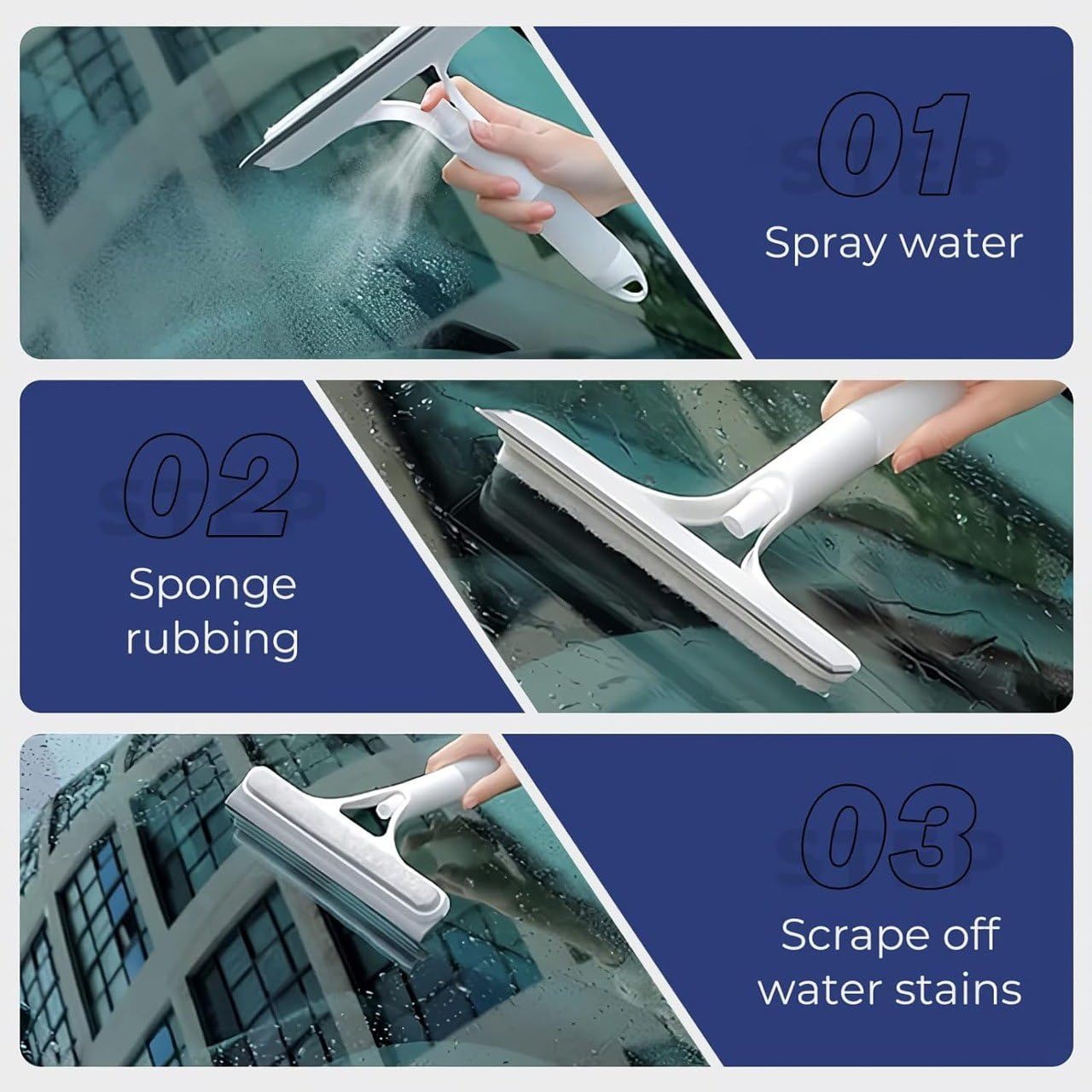3 in 1 Window Wiper, Push Spray