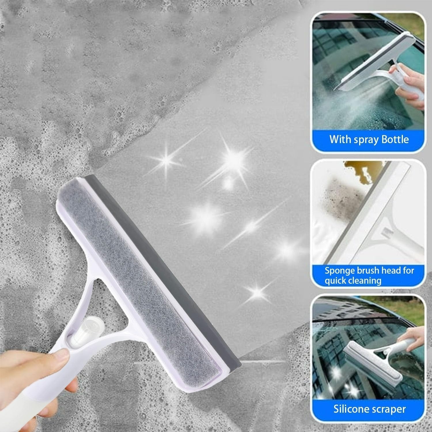 3 in 1 Window Wiper, Push Spray