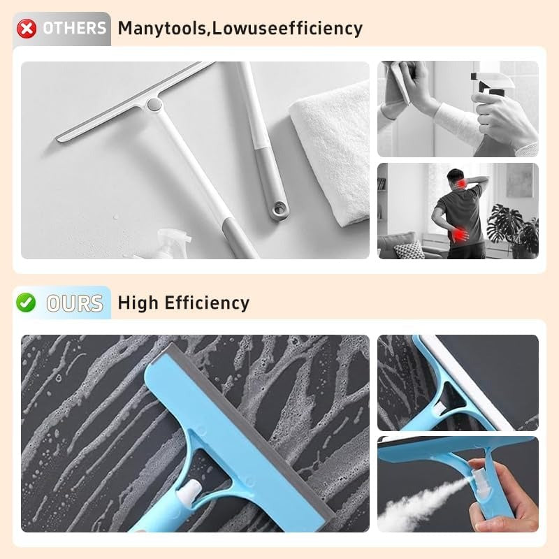 3 in 1 Window Wiper, Push Spray